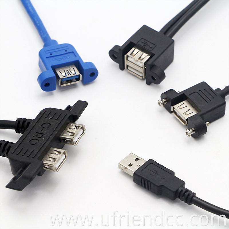 OEM Factory Waterproof Male To Female Screw USB Panel Mount Cable